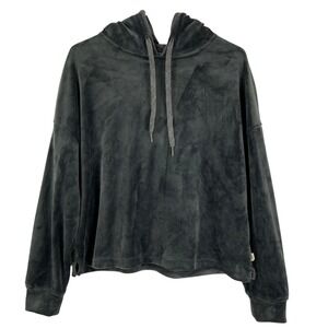 UGG Velour Cropped Hoodie Dark Gray Relaxed Fit Women's Size L Pullover